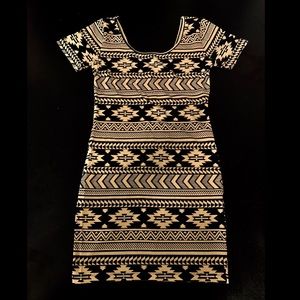 Aztec Dress Tan Black Forever 21 BodyCon